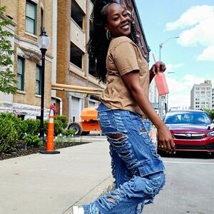 Distressed Blue Jeans for Women